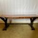 Vintage coffee table in solid wood and wrought iron.
