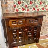 Brutalist geometric carved Spanish sideboard