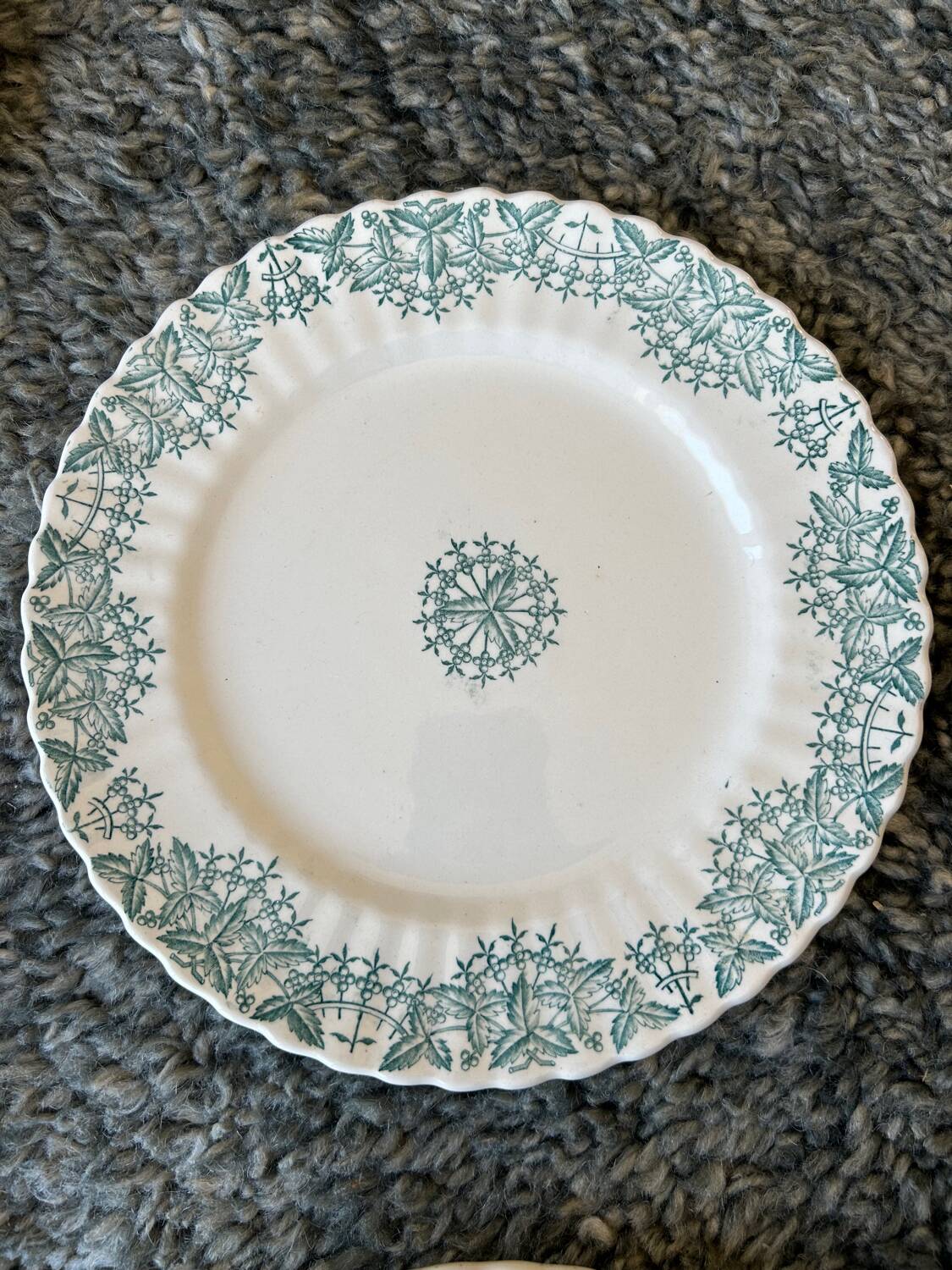 Antique flat plates, Longchamp Antonia ironstone.