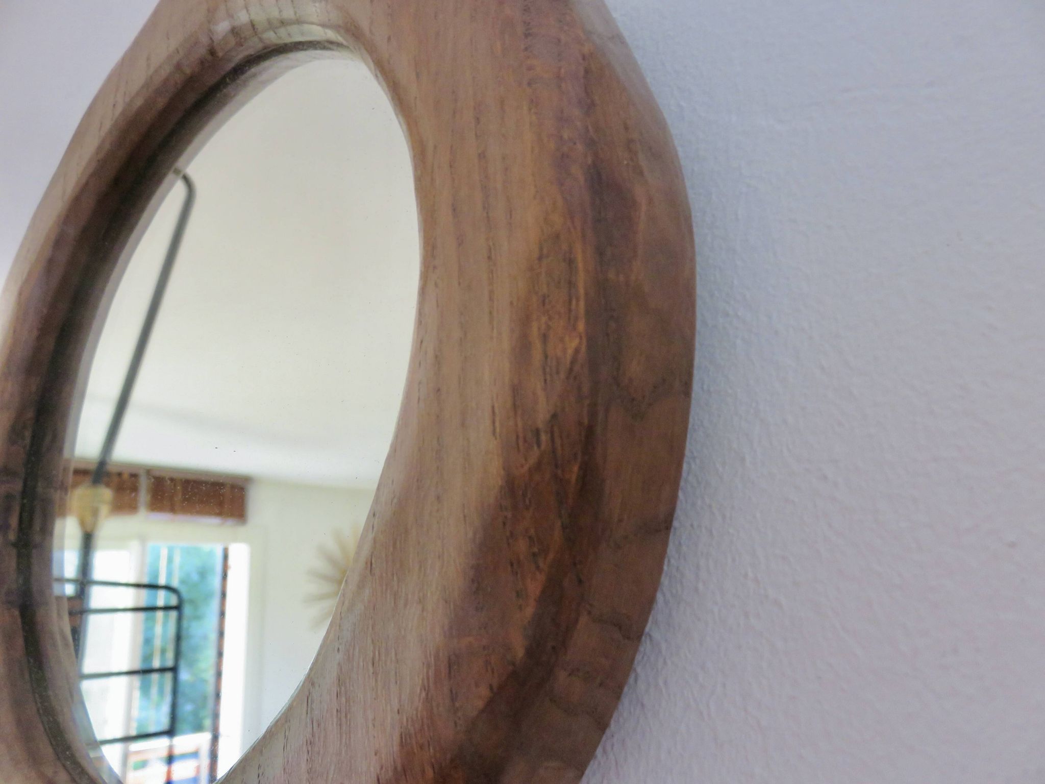 Solid wood mirror carved with a chisel, free form, 1960s.