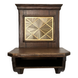 Wall shelf, straw marquetry