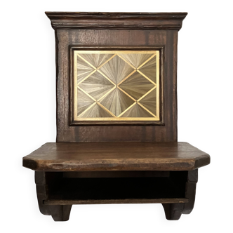 Etagère murale, marqueterie de paille