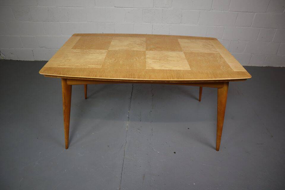 Vintage Scandinavian dining table made of Karelian birch