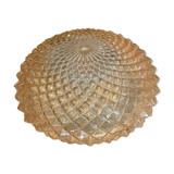 Ceiling lamp round amber globe blown glass