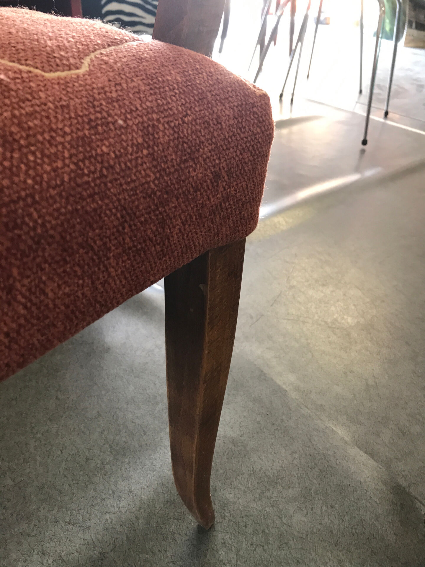 Bridge armchair from the 1940s with embroidered upholstery.