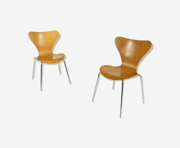 Paire de chaises 3107 « Butterfly » par Arne Jacobsen pour Fritz Hansen |  Selency