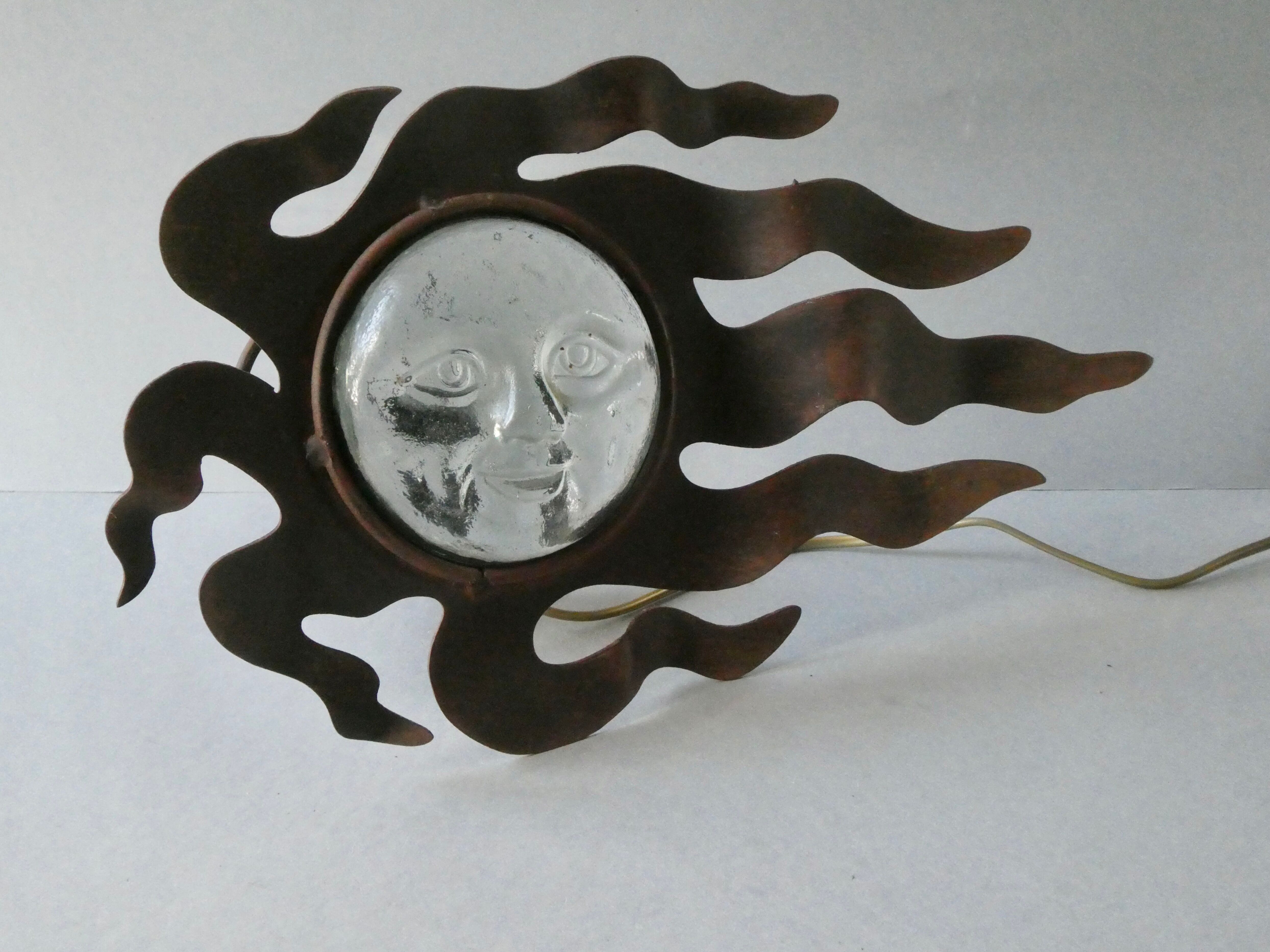 Sun lamp in metal and glass of the 80s