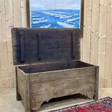 Banc coffre du  18ème en chêne brut - L=1m32, P=65cm, H=62cm.
