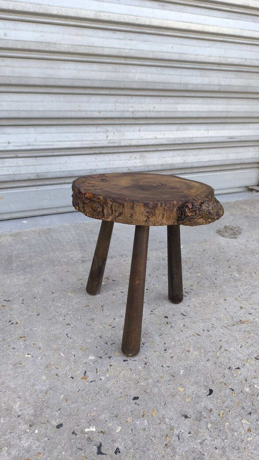 Solid oak tripod stool 1960