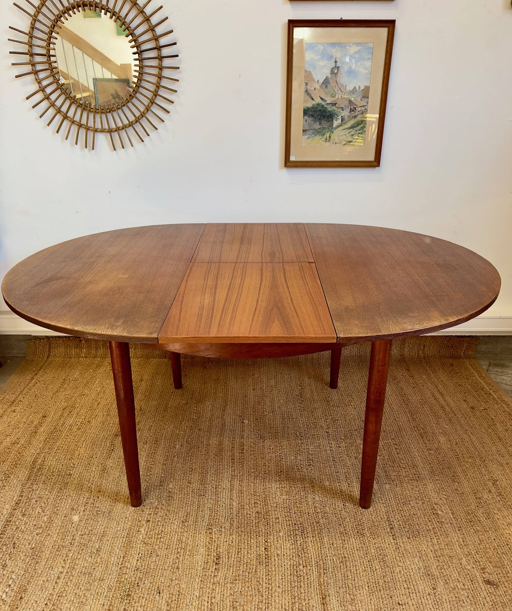 Table scandinave extensible en teck – années 60