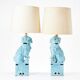 The William Billy Haines style Chinese Fu Dog table lamps circa 1970.