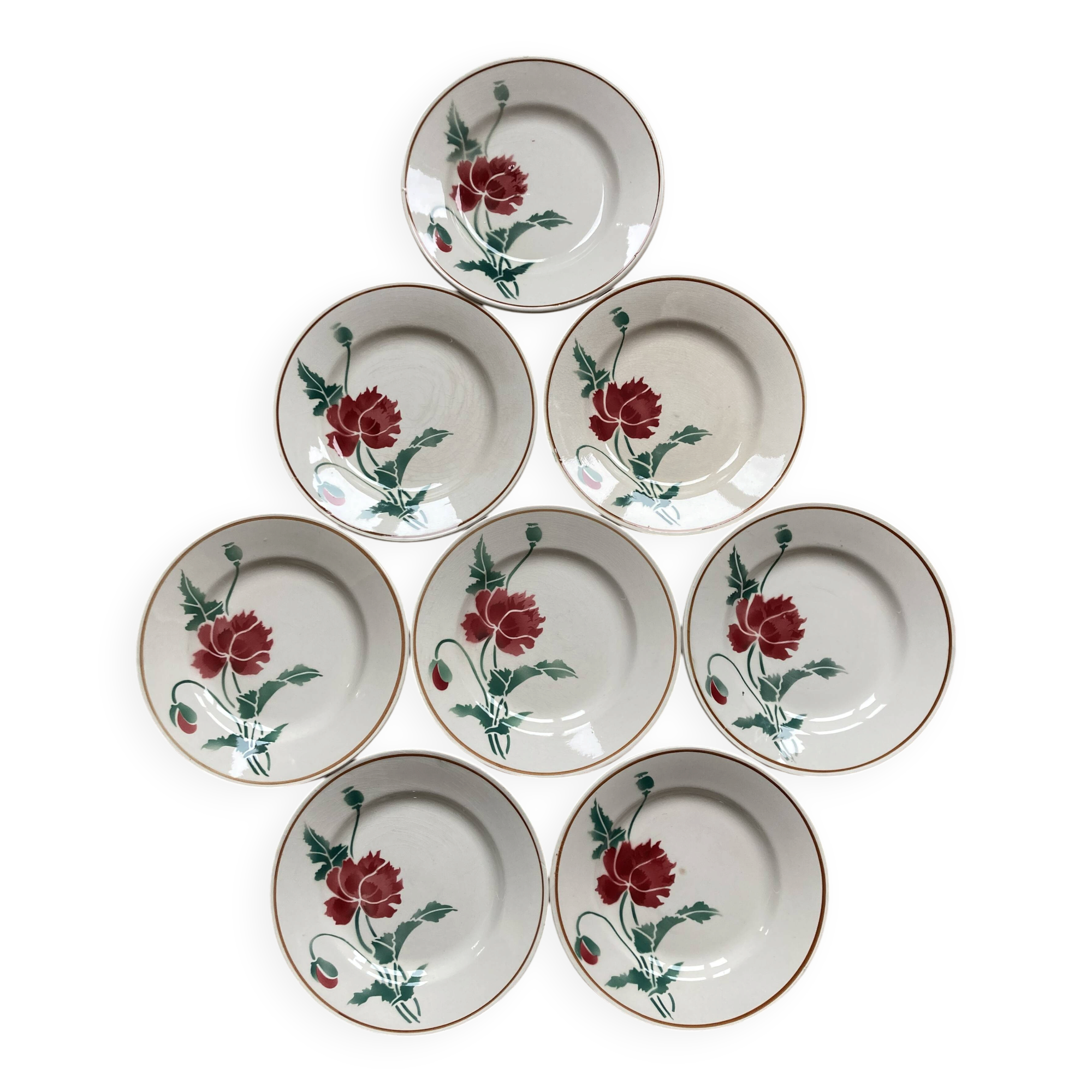 Luxury dessert plates poppies Luxeuil hbcm