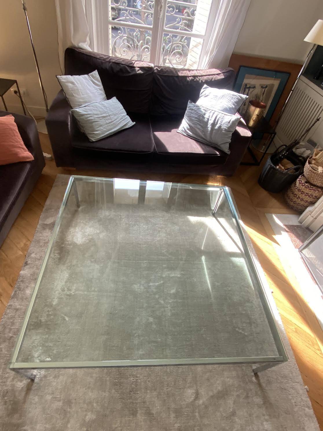 Florence glass coffee table by knoll 120x120