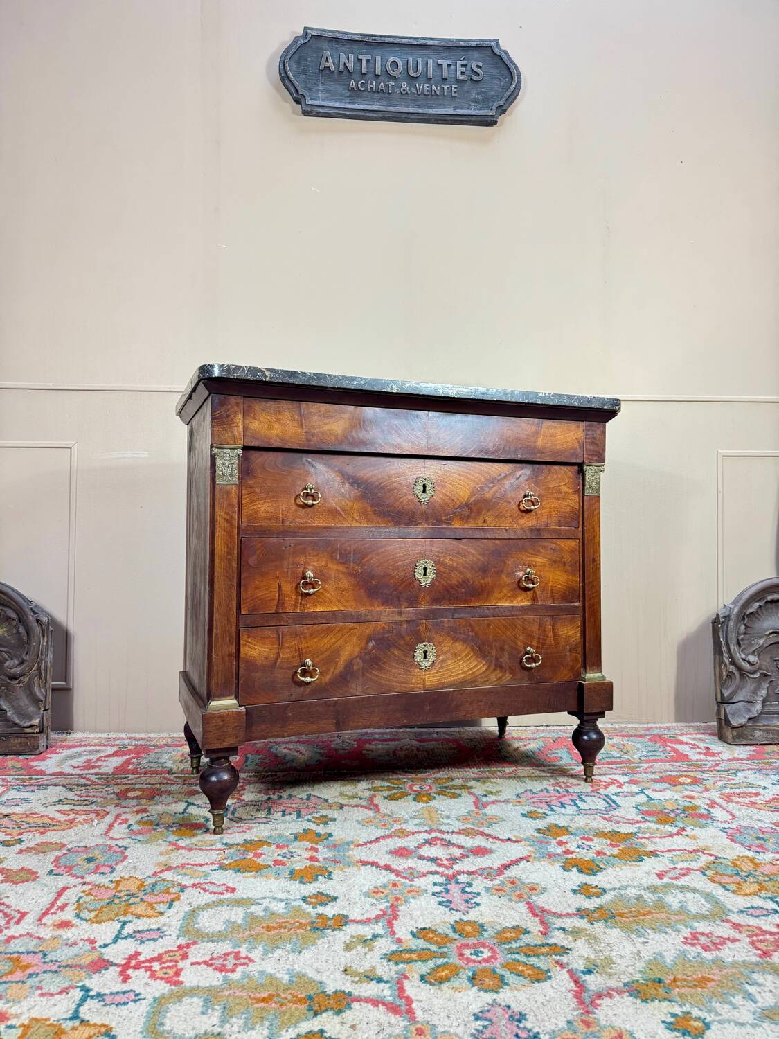19th Century Restoration Period Flamed Mahogany Chest of Drawers