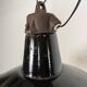 Industrial Black Enamel Factory Lamp with Cast Iron Top, 1950s