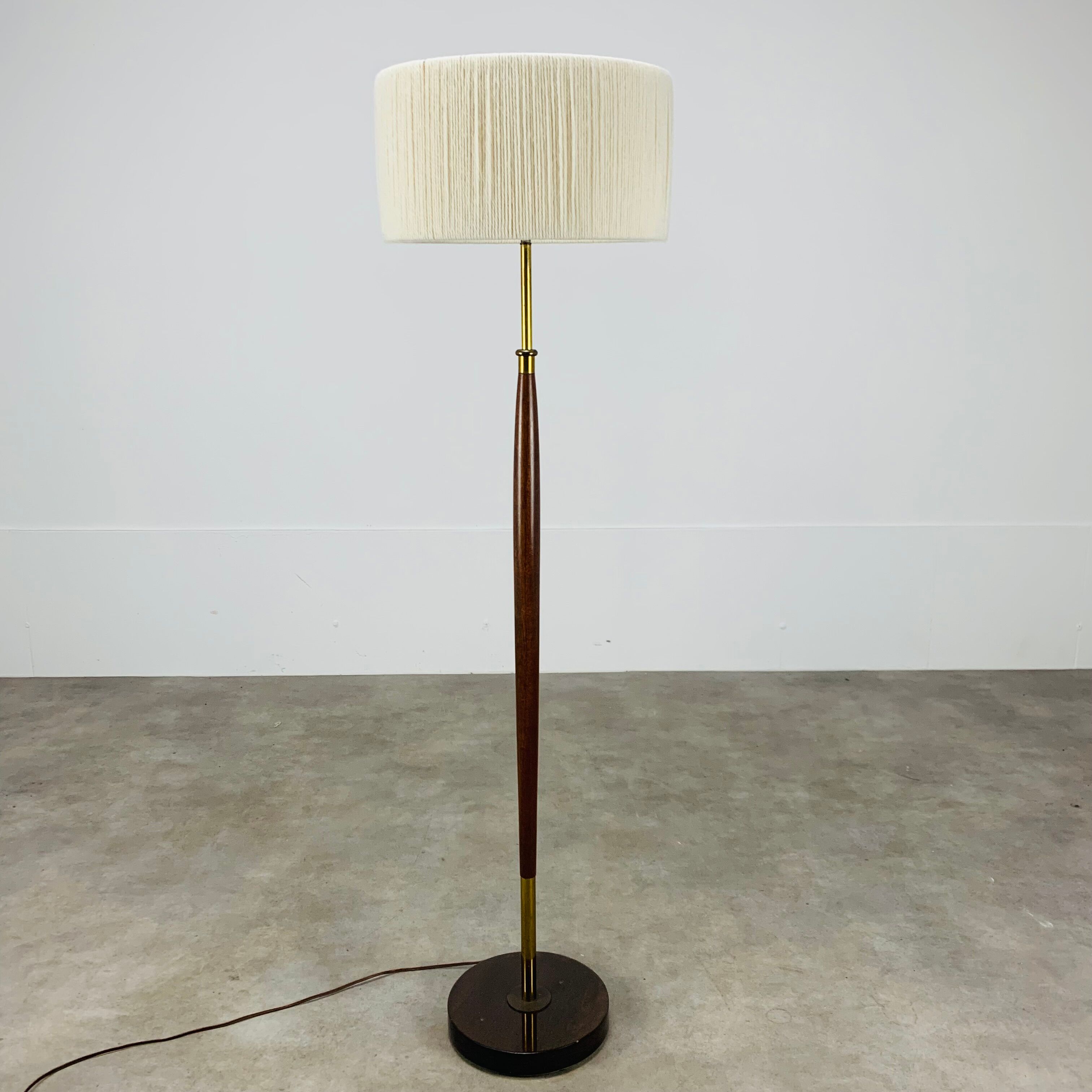 Scandinavian teak and brass floor lamp 60s