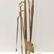 Brass, Iron and Thick Glass Fireplace Tools Set attr. to Fontana Arte