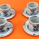 4 Cups / Saucers for coffee Glazed ceramic