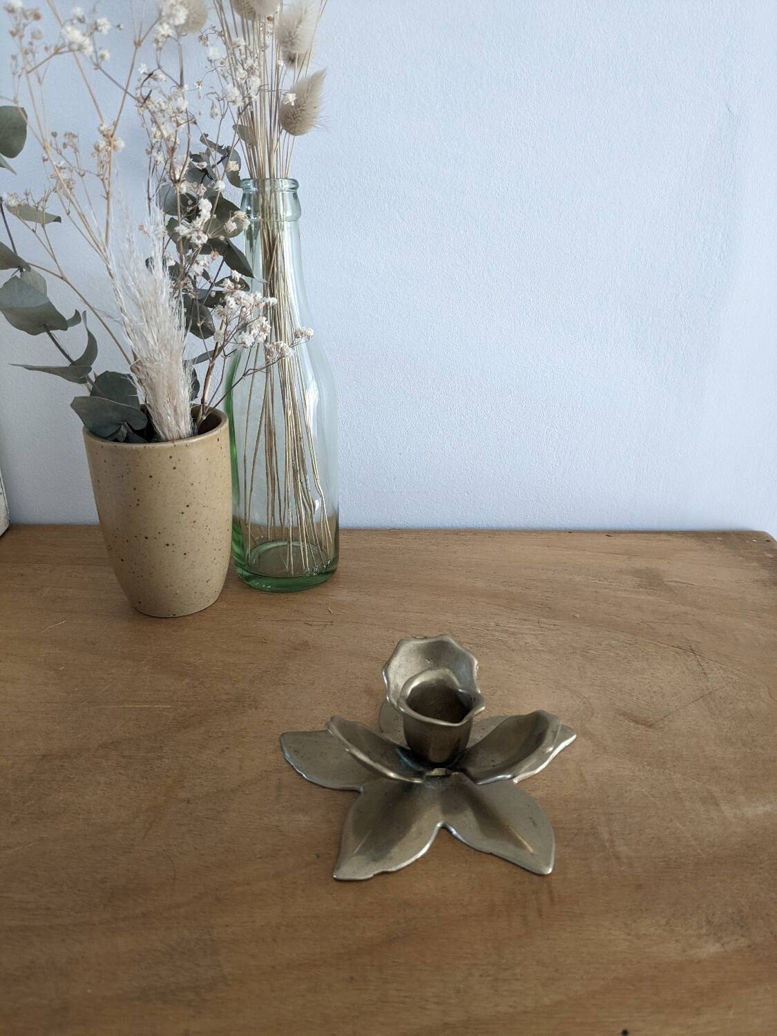Brass lotus candle holder