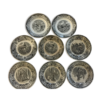 Lot of 8 plate Digoin-Sarreguemines