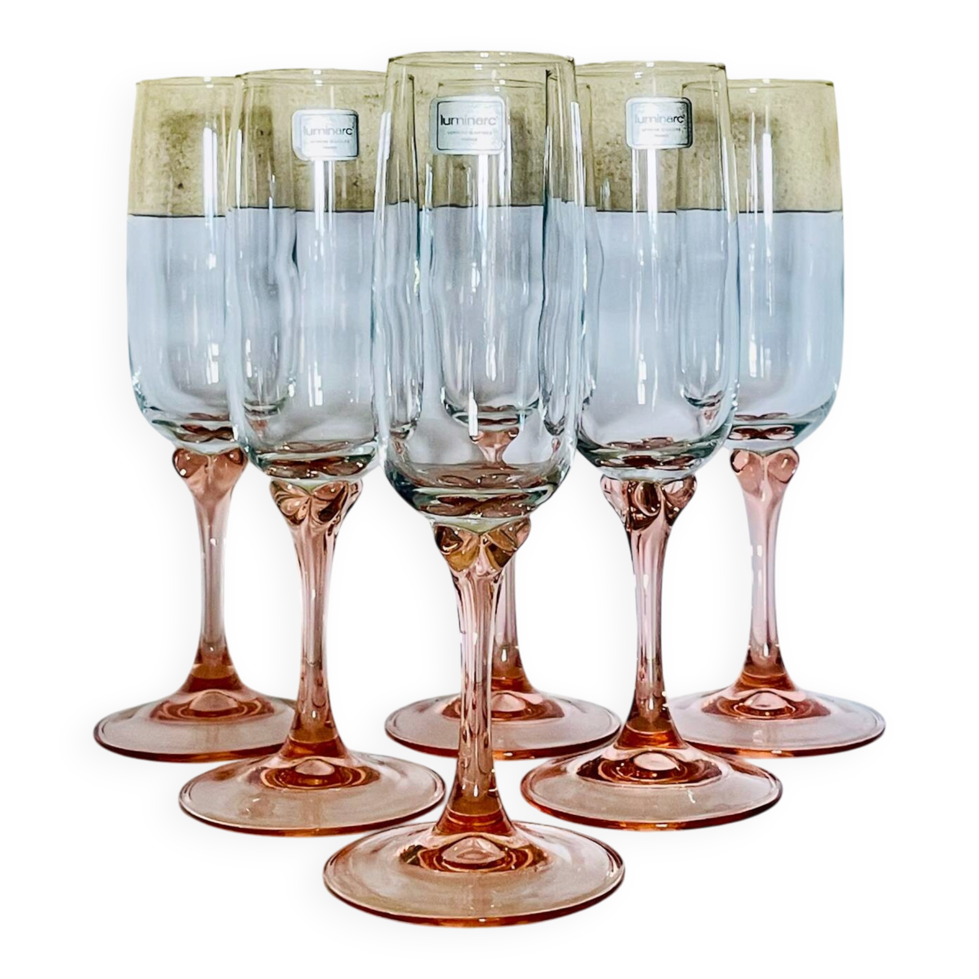 6 two-coloured champagne flutes Luminarc Véronèse