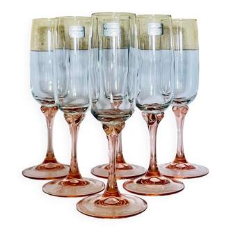 6 two-coloured champagne flutes Luminarc Véronèse