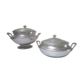 Deux soupières aluminium tournus des années 30