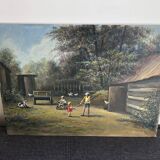 Huile sur carton scène pittoresque russe