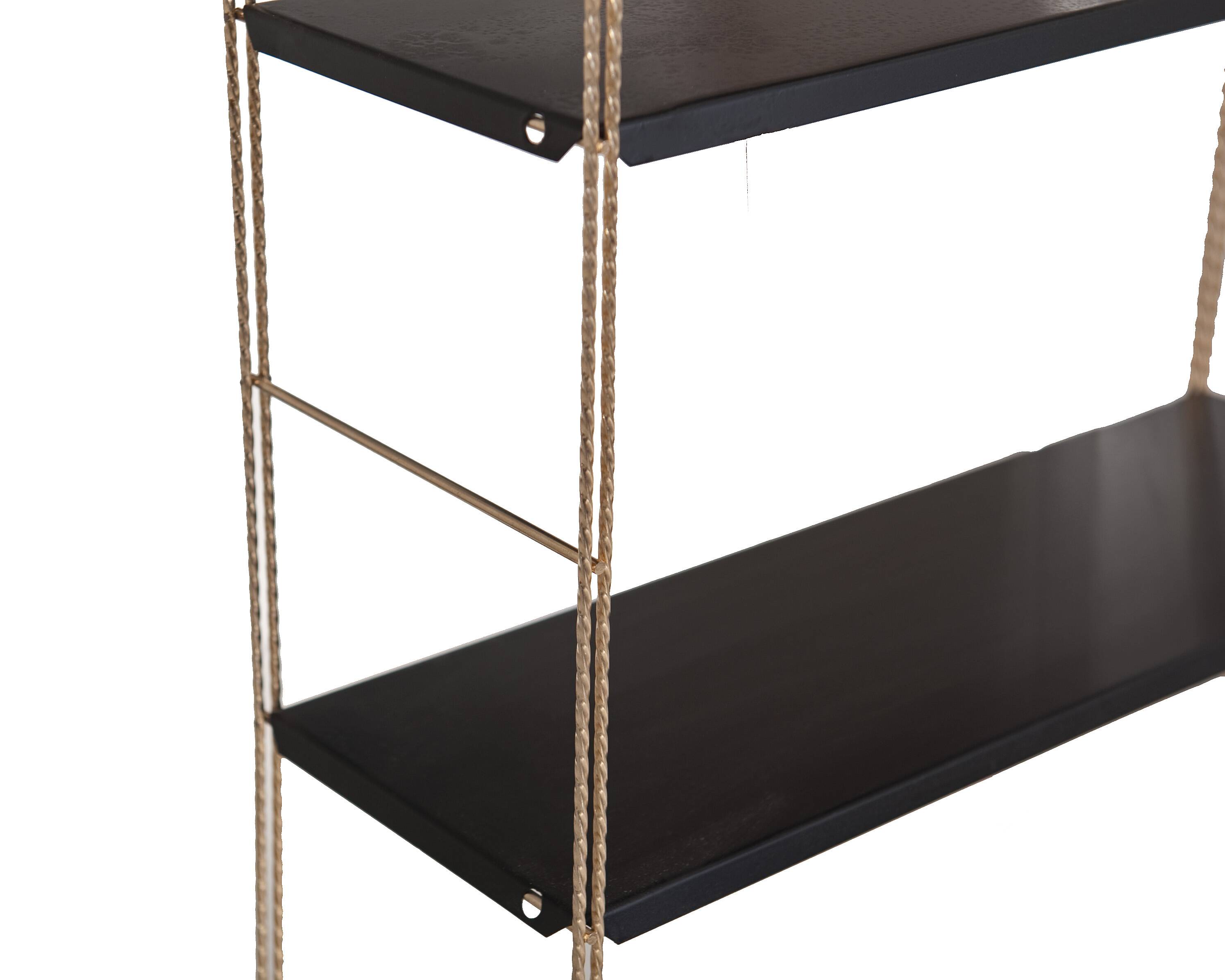 2 wall shelves string in gold and black metal with twist year 60