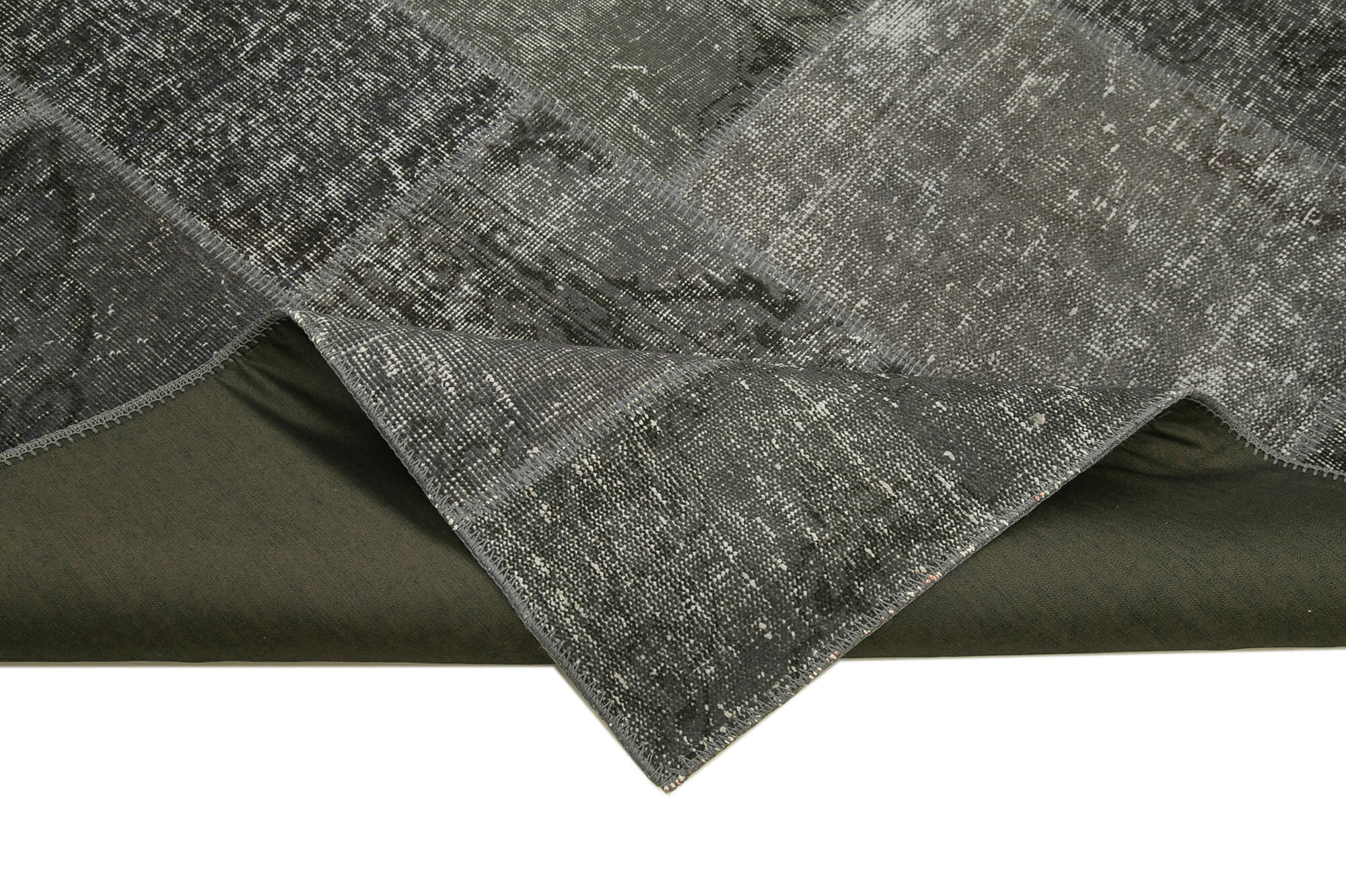 Hand-knotted oriental vintage 200 cm x 300 cm grey patchwork rug