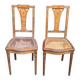2 Art Deco chairs from the 1930s, solid wood and cane