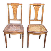 2 Art Deco chairs from the 1930s, solid wood and cane