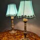 Paire de lampes chevet laiton et abat jour en satin 29x14