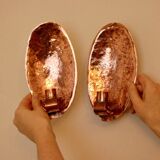 Paire d'appliques murales suédoises en cuivre du milieu du siècle