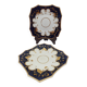 Pair of Square Plates Porcelain from Paris Cobalt and Gold Empire Style