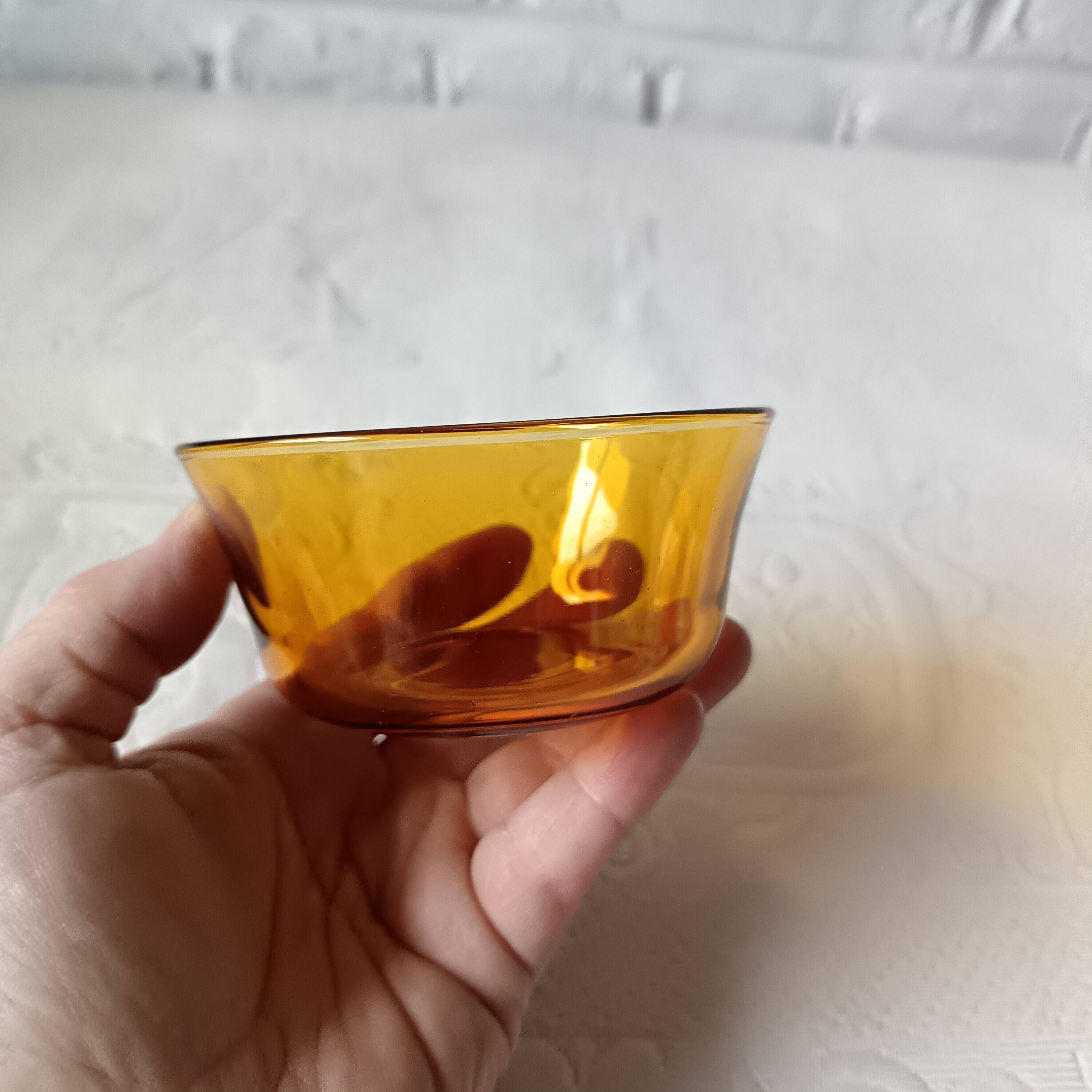 6 coupelles dessert verre Vereco couleur ambrée France vintage