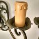 Pair of old wrought iron sconces patina green and gold - 2 lights