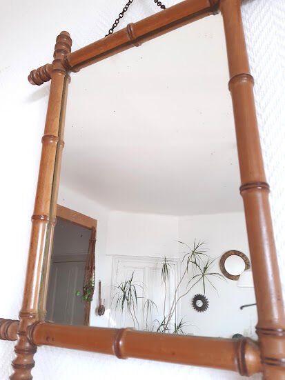 Miroir bambou vers 1930, 63x47 cm