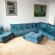 Togo living room set in blue velvet by Michel Ducaroy for Ligne Roset, set of 5