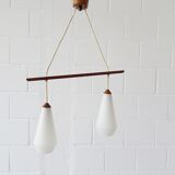 Suspension scandinave en verre opale teck
