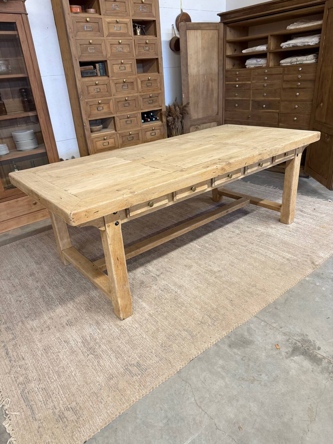 Large farmhouse table with 10 drawers