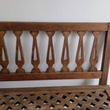 Old church bench in pitch pine, rustic charm and authentic patina.