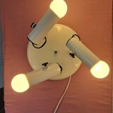 White ceiling light with 3 spotlights made in Italy, space age design