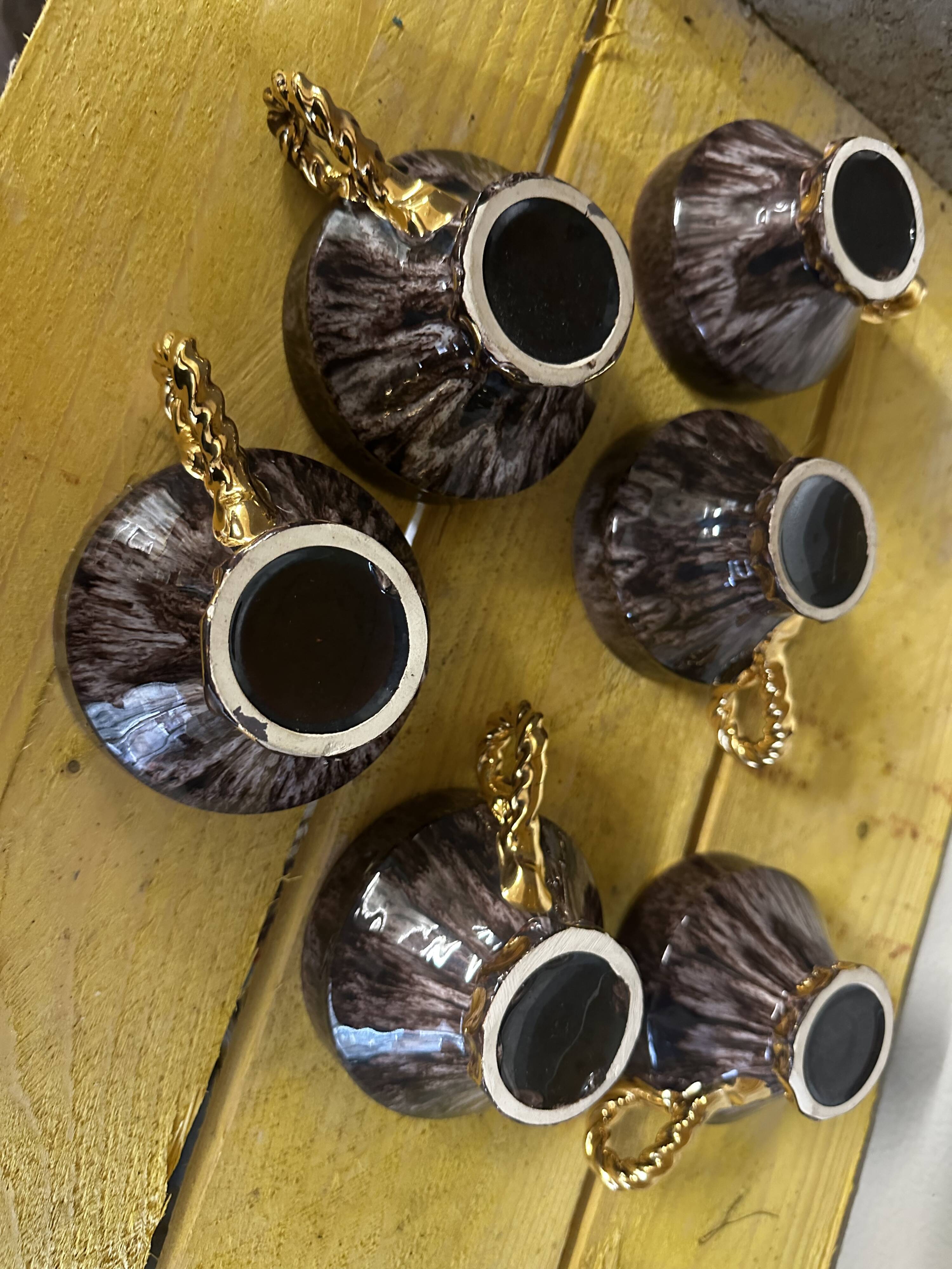 6 Maius-Giuge Vallauris ceramic teacups