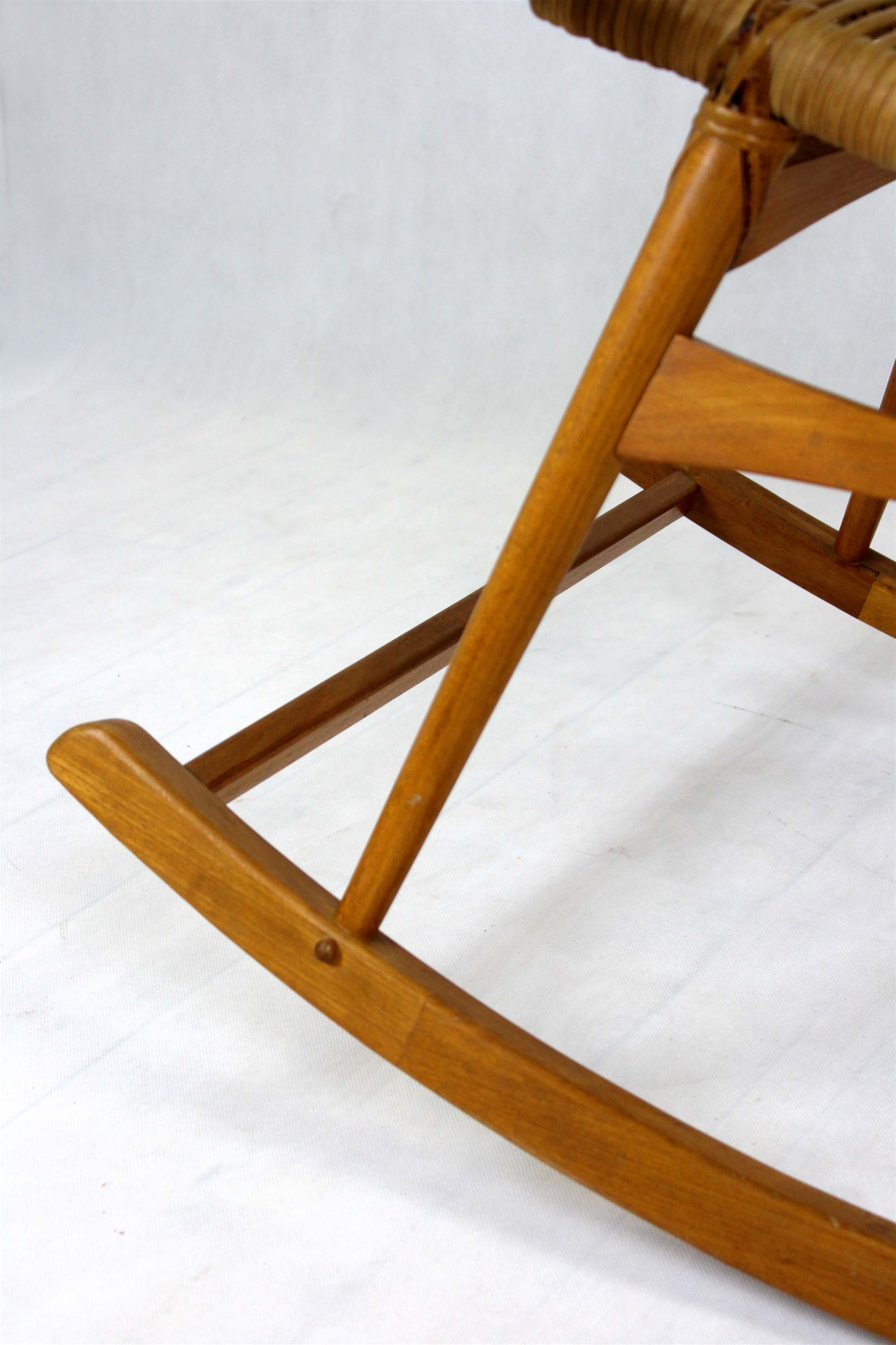 Mid-century rattan rocking chair, 1960s
