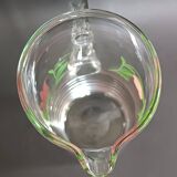 Carafe and four glasses in painted crystal, Hartzviller crystal factory, 1970