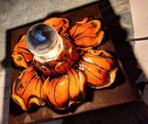 Applique murale fleur céramique, plafonnier vintage, lampe ancienne