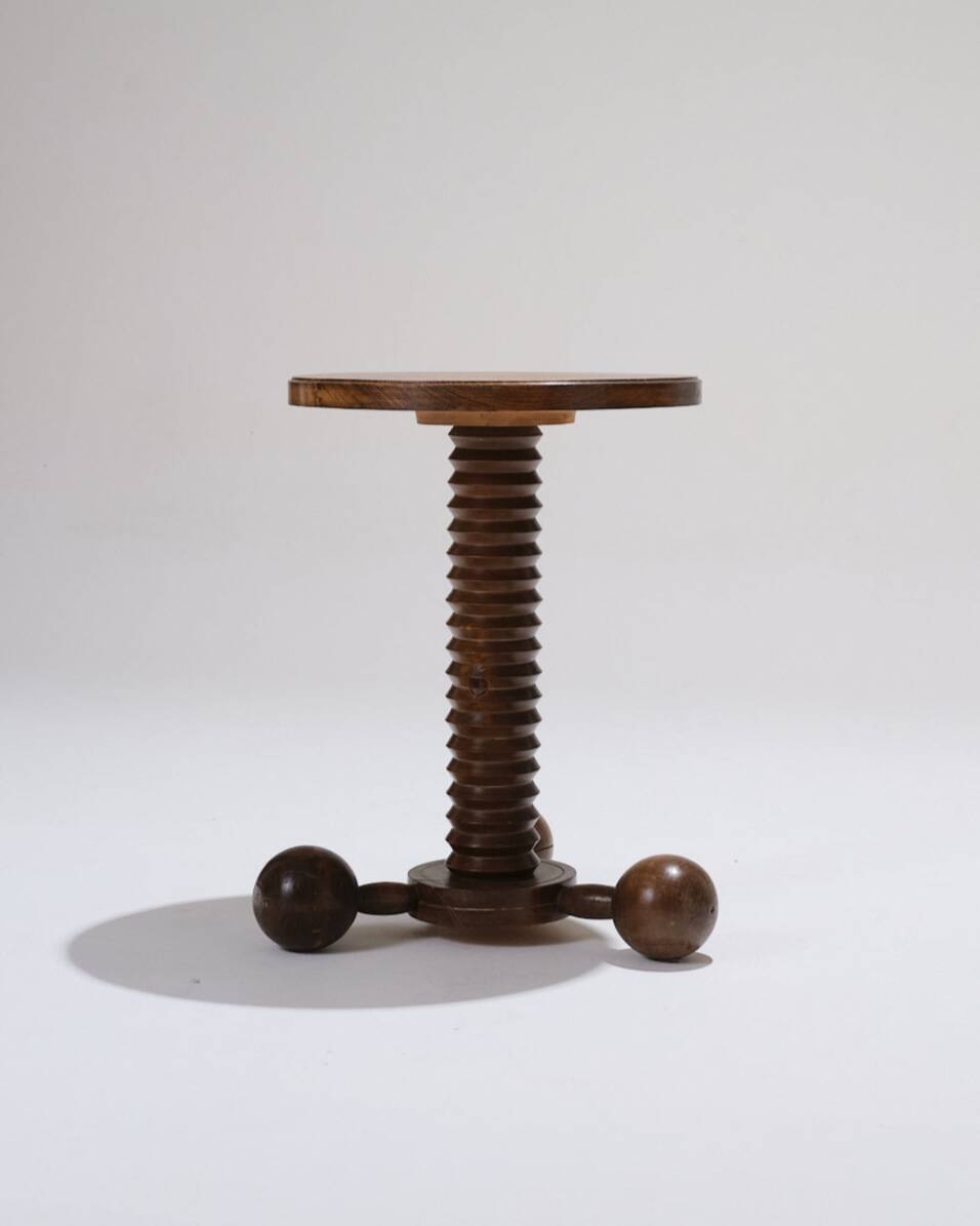 Art deco oak pedestal table, charles dudouyt, 1930s