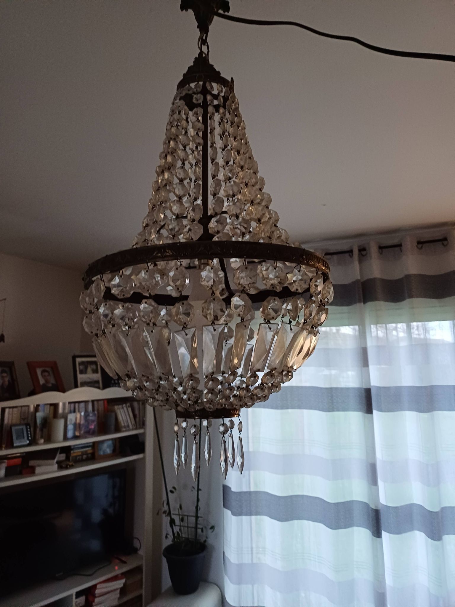 Crystal and Brass Hot Air Balloon Tassel Chandelier