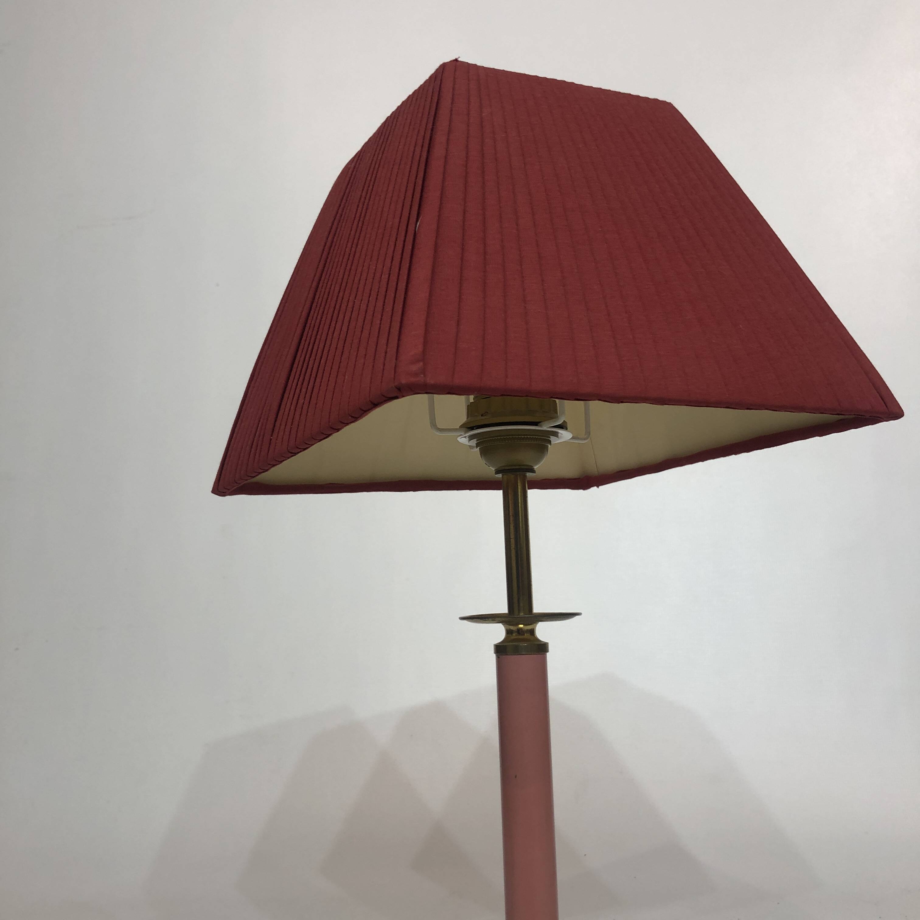 1980s Brass and Pink Enamel Table Lamp Memphis Vintage Arcade Candle